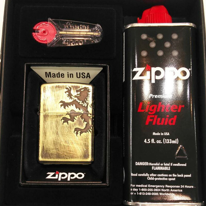 ZIPPO Bライオン フリントオイルセット ジッポーセット　《JAN》4968583110652ZIPPO ジッポー ライター arb-br126　ZIPPO Bライオン フリントオイルセット