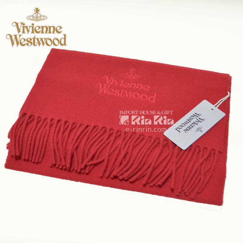 ヴィヴィアン・ウエストウッド Vivienne Westwood 男女兼用 ウール100％ レッド 81030007-10081-FP-H401 RED 30×180 オーブロゴ入り ヴィヴィアンマフラー【新品・正規品・送料無料】 ギフト 【】