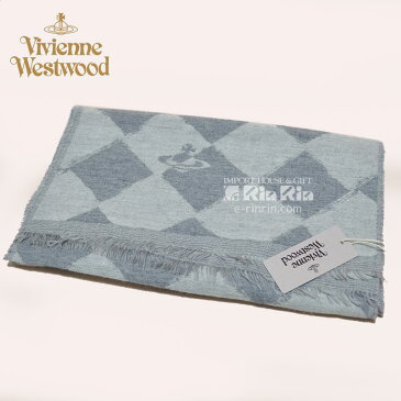 ヴィヴィアン・ウエストウッド Vivienne Westwood 男女兼用 ウール66％ ライトグレー 81030011-10069-PL-K208 GREY-light blue 37×180 オーブロゴ入り ヴィヴィアンマフラー【新品・正規品・送料無料】 ギフト 【】