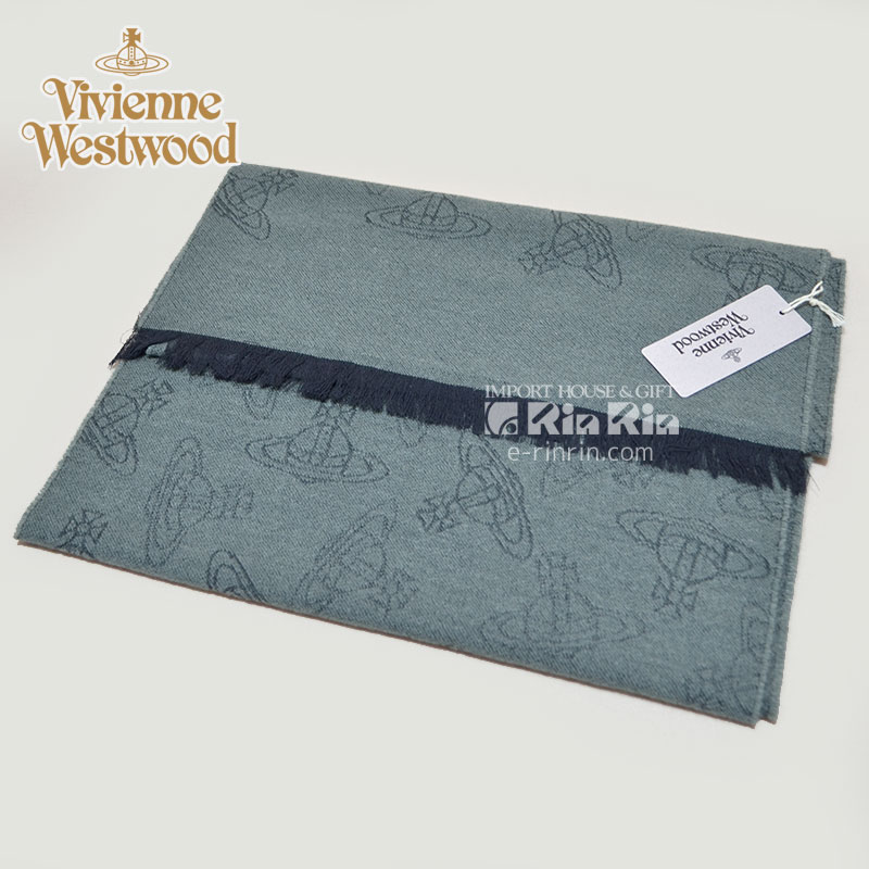 ヴィヴィアン・ウエストウッド Vivienne Westwood 男女兼用 ウール36％ グリーン 81030013-10066-GE-M201 GREEN 38×180 オーブロゴ入り ヴィヴィアンマフラー【新品・正規品・送料無料】 ギフト 【】