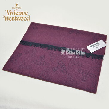 ヴィヴィアン・ウエストウッド Vivienne Westwood 男女兼用 ウール36％ ワイン 81030013-10066-GE-H205 WINE 38×180 オーブロゴ入り ヴィヴィアンマフラー【新品・正規品・送料無料】 ギフト 【】