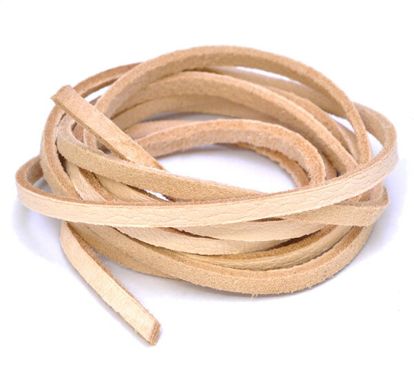 革紐 シカ紐 柔らかくて丈夫な鹿革ひも 平紐 幅3.0mm 長さ100cm ナチュラル 肌色 鹿紐|手芸用品 金具 飾り パーツ 部品 ネックレス レザーコード...