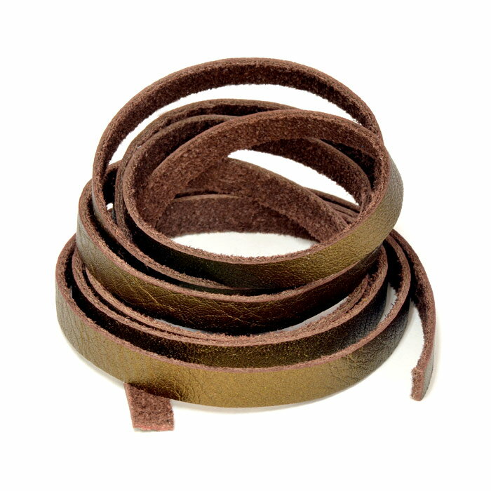 革紐 ウシ紐 日本製 ソフトレース牛革ひも 平紐 幅8.0mm 長さ150cm ブロンズ 銅｜手芸用品 金具 飾り ..