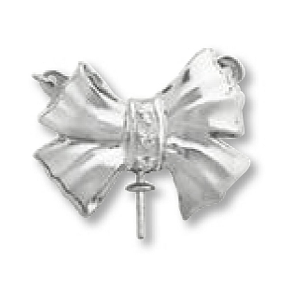 【1個売り】 留め具 14金 ホワイトゴールド パール用差し込み式クラスプ フロント用2wayタイプ つきさし付き 0.02ctダイヤモンド付き 縦17.0mm...