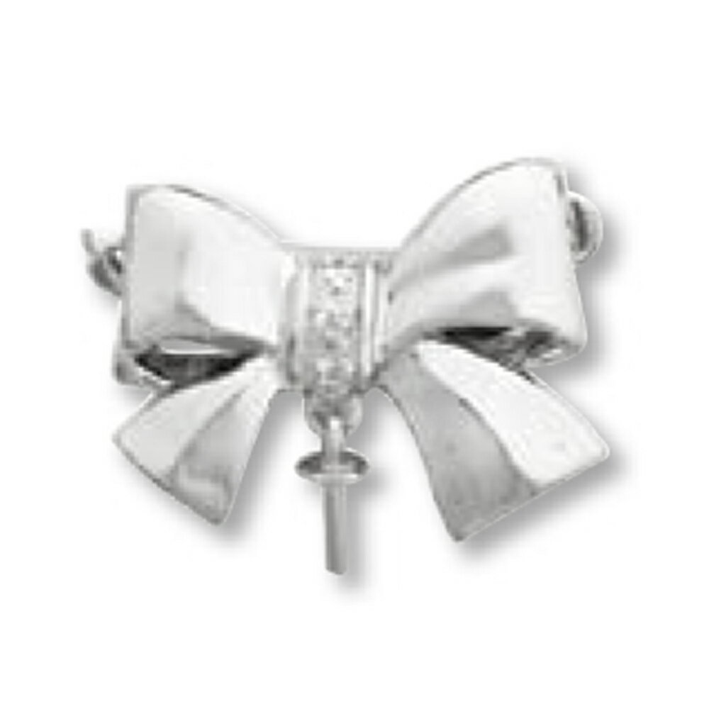 【1個売り】 留め具 14金 ホワイトゴールド パール用差し込み式クラスプ フロント用2wayタイプ つきさし付き 0.02ctダイヤモンド付き 縦15.0mm...