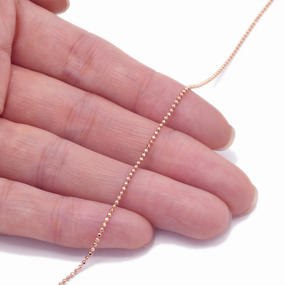 アンクレット チェーン 18金 ピンクゴールド カットボールチェーン 幅1.2mm 長さ24cm｜鎖 K18PG k18 18k 貴金属 ジュエリー レディース メンズ