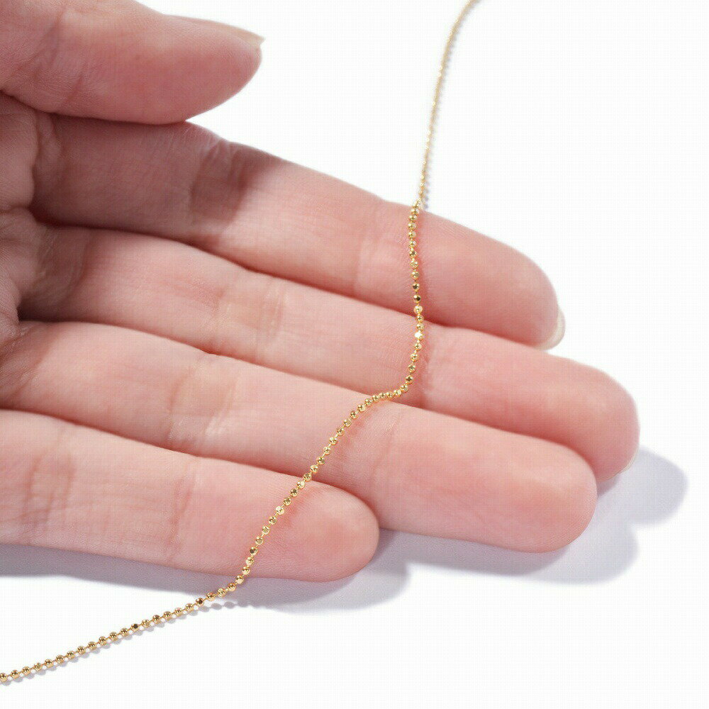 ブレスレット チェーン 18金 ピンクゴールド カットボールチェーン 幅1.0mm 長さ18cm｜鎖 K18PG k18 18k 貴金属 ジュエリー レディース メンズ