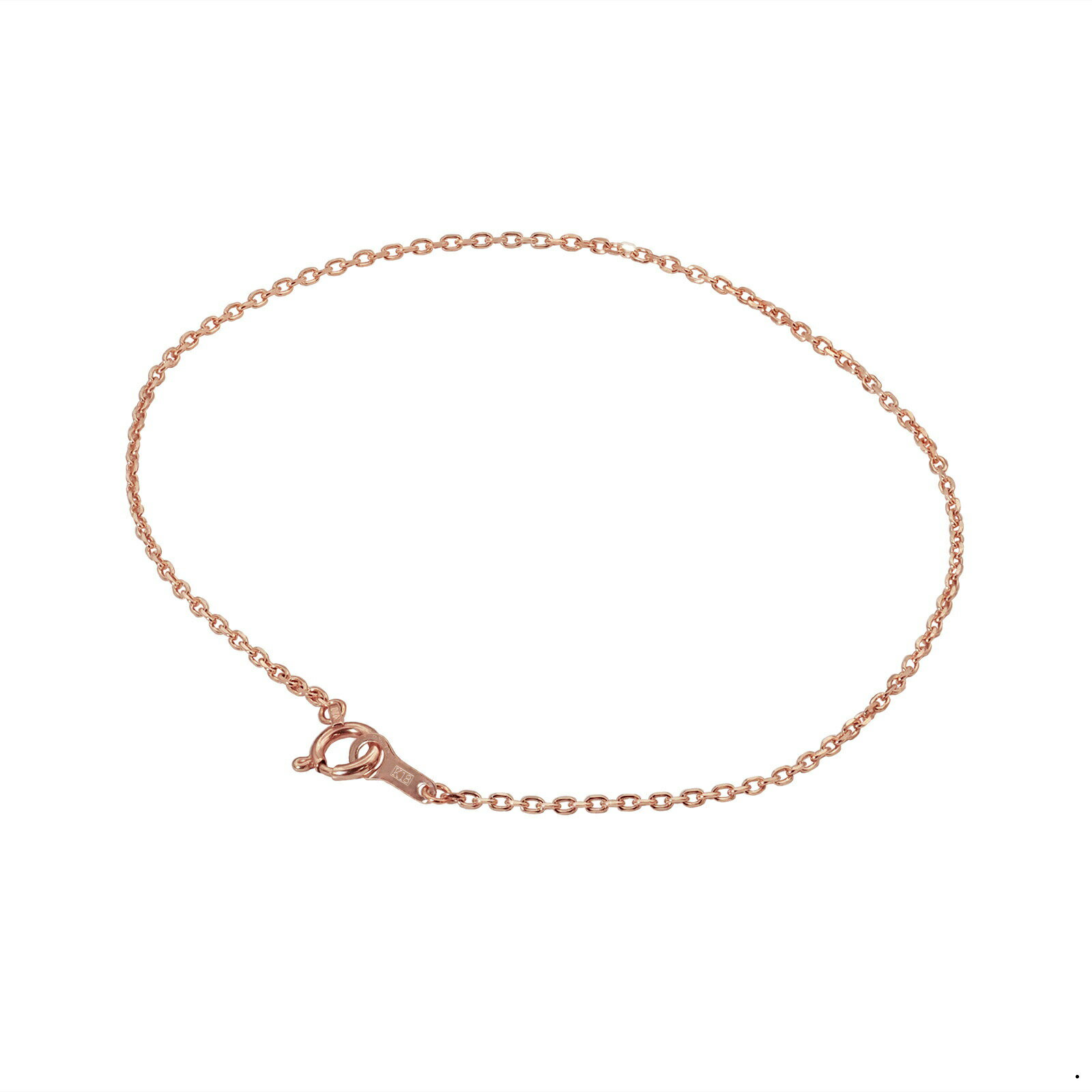 ブレスレット チェーン 18金 ピンクゴールド 4面カット小豆チェーン 幅1.3mm 長さ22cm｜鎖 K18PG k18 18k 貴金属 ジュエリー レディース メンズ