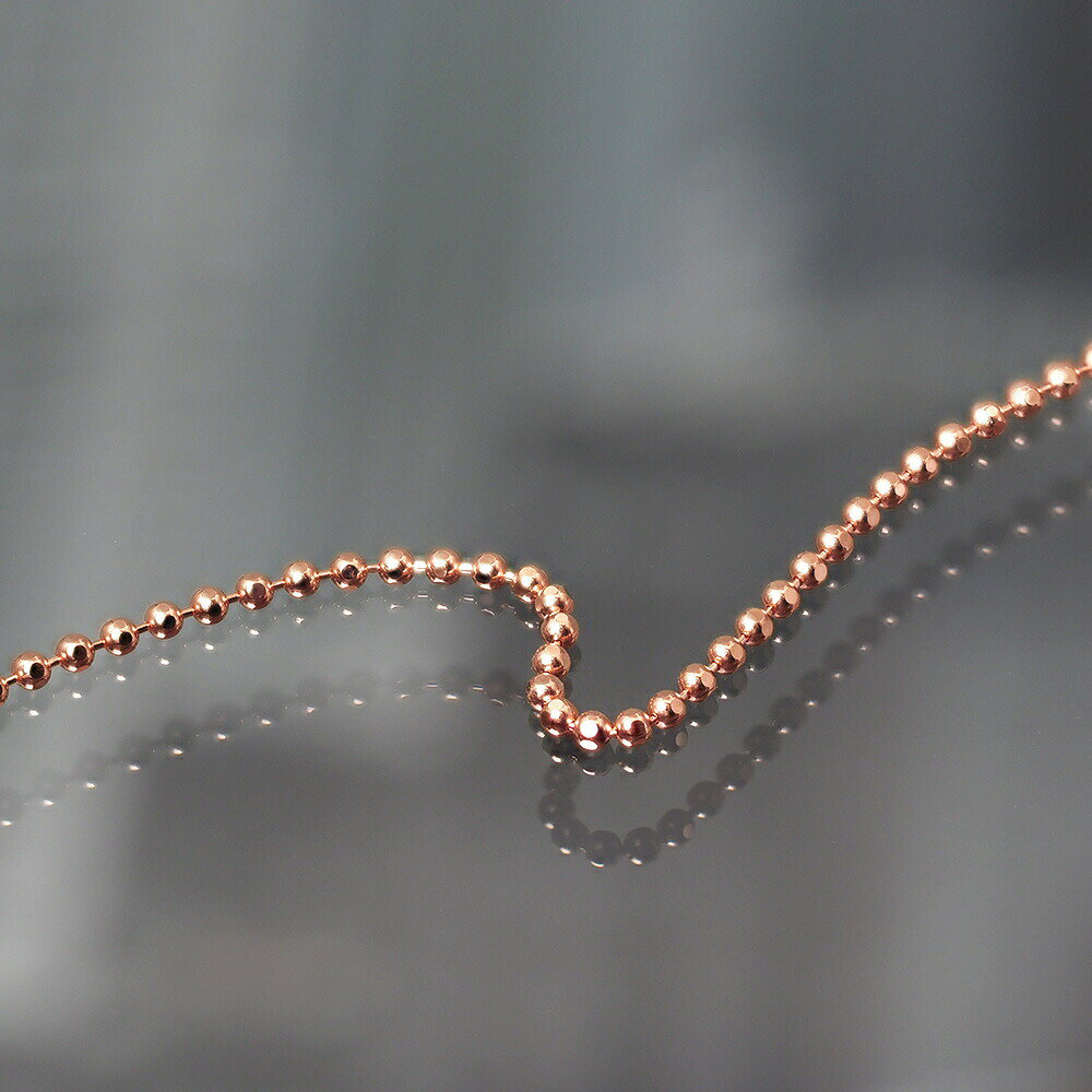 ジュエリー&ネックレス RUBBYのネックレス チェーン 18金 ピンクゴールド カットボールチェーン 幅1.5mm 長さ70cm｜ネックレスチェーン チェーンネックレス チェーンのみ だけ 鎖 K18PG k18 18k 貴金属 ジュエリー レディース メンズ｜アングル2