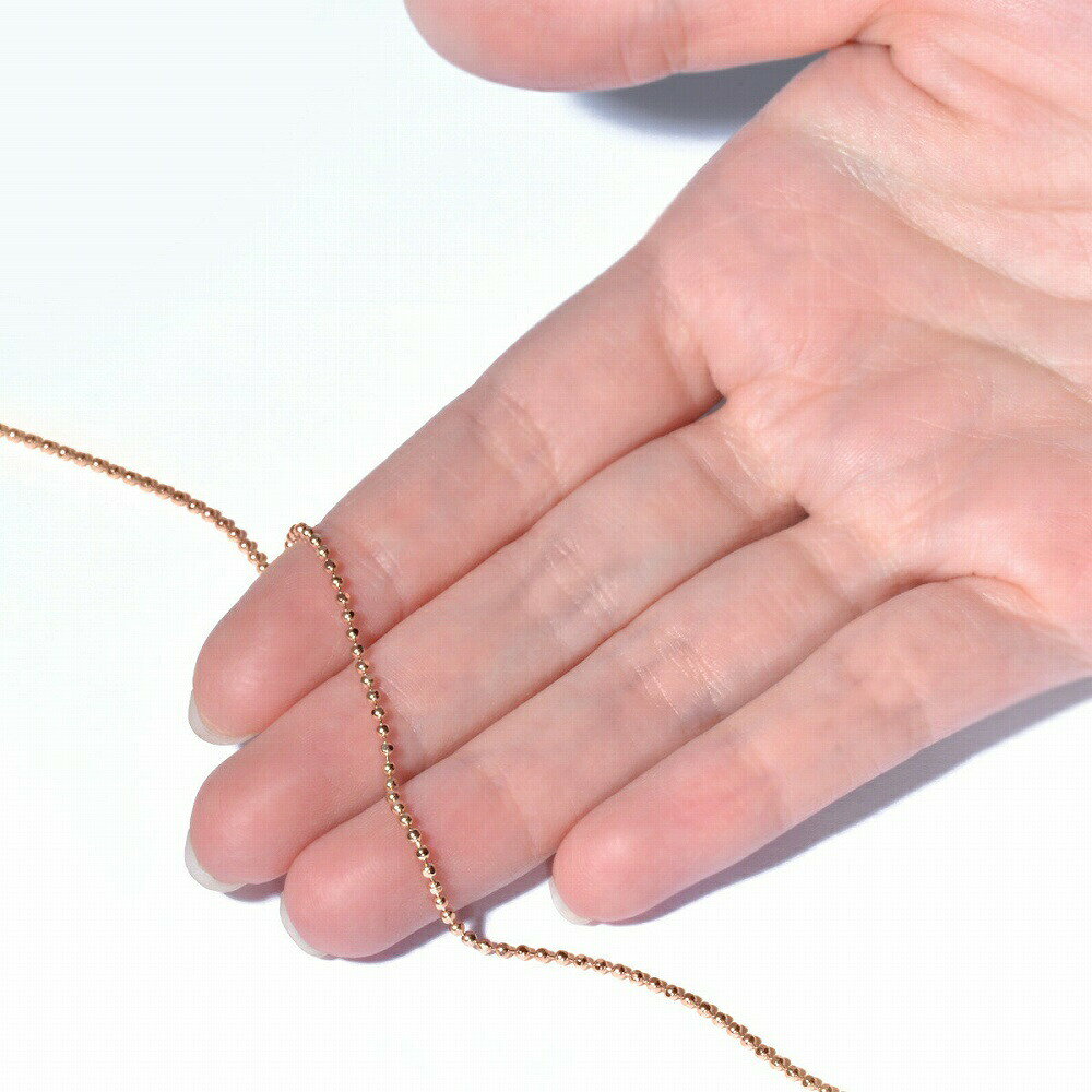ジュエリー&ネックレス RUBBYのネックレス チェーン 18金 ピンクゴールド カットボールチェーン 幅1.5mm 長さ70cm｜ネックレスチェーン チェーンネックレス チェーンのみ だけ 鎖 K18PG k18 18k 貴金属 ジュエリー レディース メンズ｜アングル3