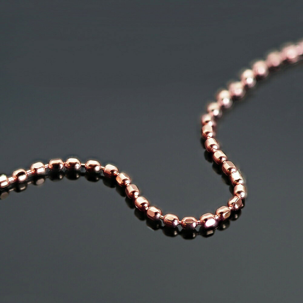 ジュエリー&ネックレス RUBBYのネックレス チェーン 18金 ピンクゴールド カットボールチェーン 幅0.8mm 長さ45cm｜ネックレスチェーン チェーンネックレス チェーンのみ だけ 鎖 K18PG k18 18k 貴金属 ジュエリー レディース メンズ｜アングル2