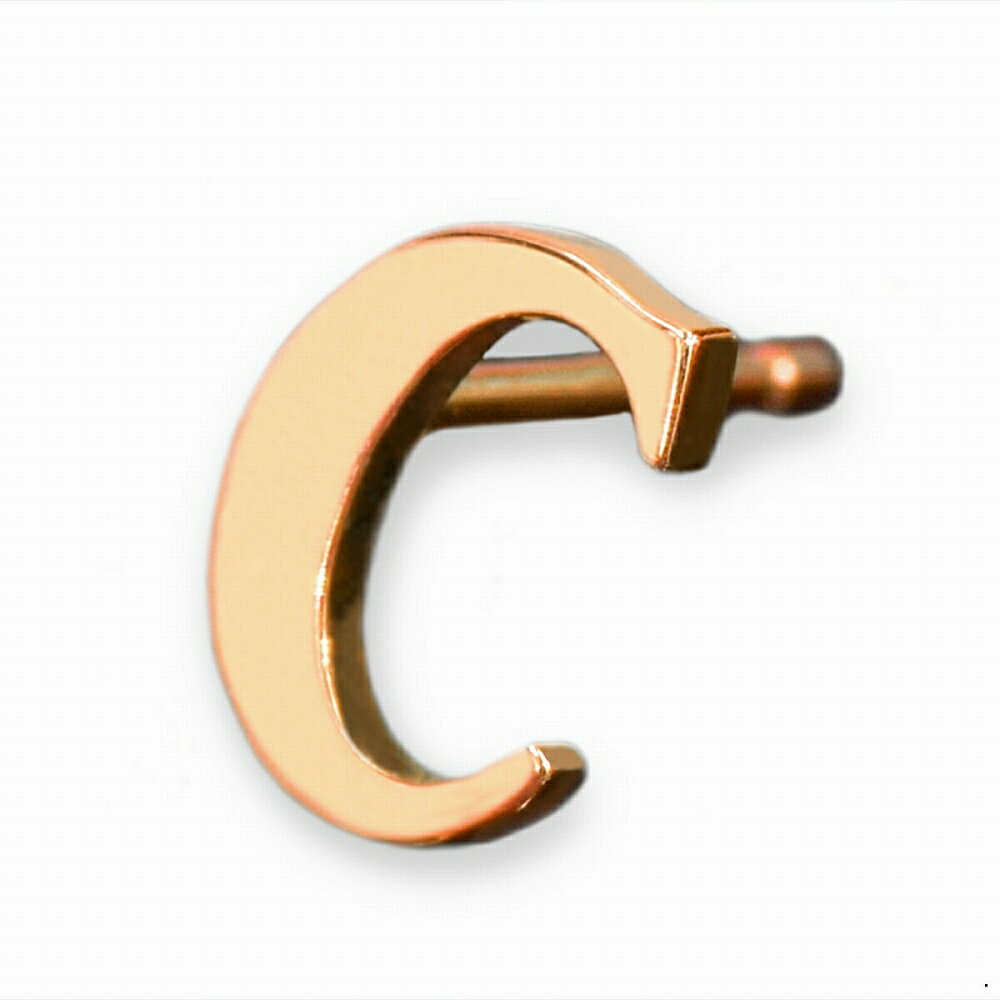 Rakuten - 【バラ売り/1個】 ピアス 18金 ピンクゴールド C イニシャルのピアス アルファベット 文字｜K18PG k18 18k 貴金属 ジュエリー レディース メンズ
