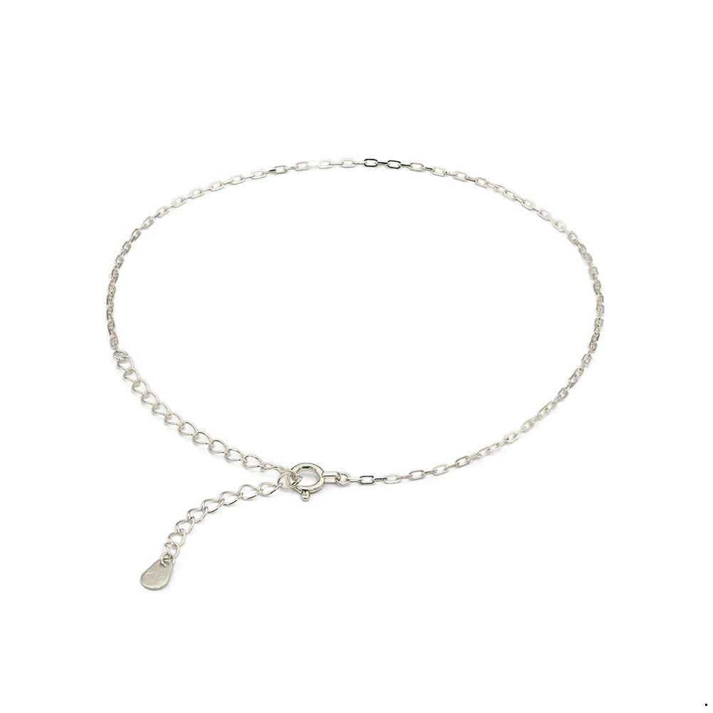 アンクレット チェーン 18金 ホワイトゴールド 2面カットフラットロング小豆チェーン 幅0.9mm 長さ24cm|鎖 K18WG k18 18k 貴金属 ジュ...