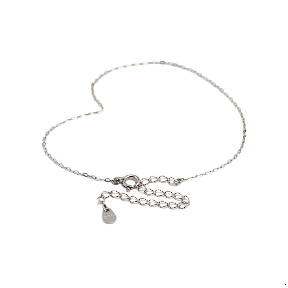 アンクレット チェーン 18金 ホワイトゴールド 小判みたいなチェーン 幅1.1mm 長さ24cm｜鎖 K18WG k18 18k 貴金属 ジュエリー レディース メンズ