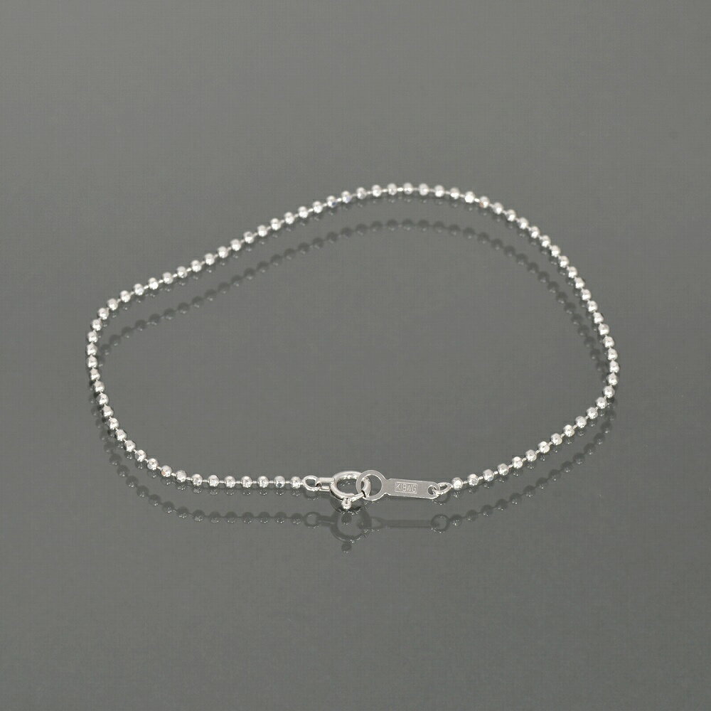 ブレスレット チェーン 18金 ホワイトゴールド カットボールチェーン 幅1.5mm 長さ18cm|鎖 K18WG k18 18k 貴金属 ジュエリー レディー...