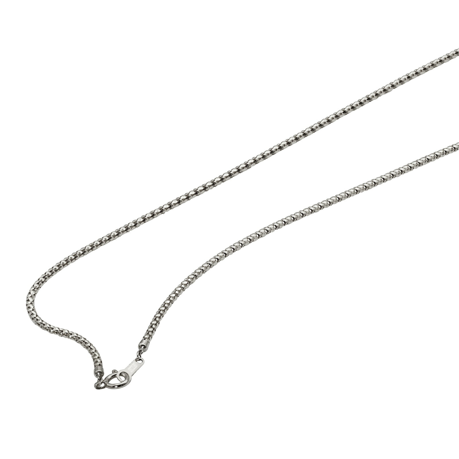 ネックレス チェーン 18金 ホワイトゴールド カットポンパチェーン 幅1.7mm 長さ90cm|チェーンのみ だけ 鎖 K18WG k18 18k 貴金属 ジ...