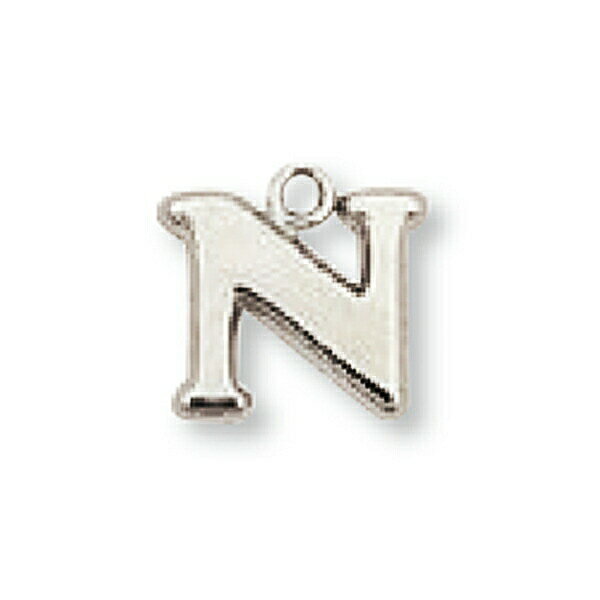 【1個売り】 チャームパーツ 18金 ホワイトゴールド N イニシャルチャーム Sサイズ 中空タイプ 縦8.5mm 横10.0mm アルファベット 文字|手芸用...