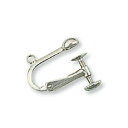 【1個売り】 イヤリングパーツ 18金 ホワイトゴールド ネジバネ式イヤリングパーツ 丸カン付き 縦15.0mm ノンホール|手芸用品 金具 飾り パーツ 部品...