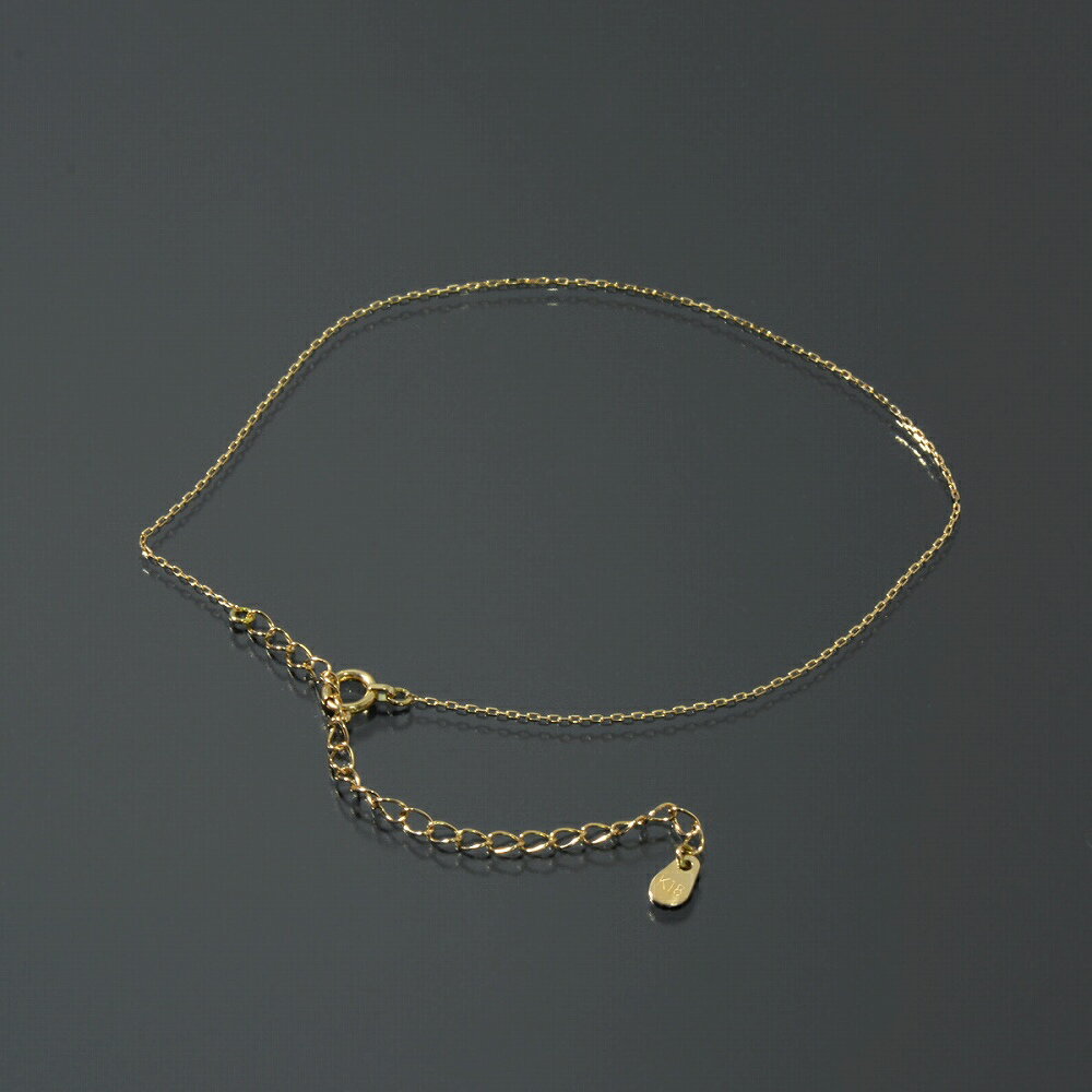 アンクレット チェーン 18金 イエローゴールド 4面カット小豆チェーン 幅0.7mm 長さ24cm|鎖 K18YG k18 18k 貴金属 ジュエリー レディ...