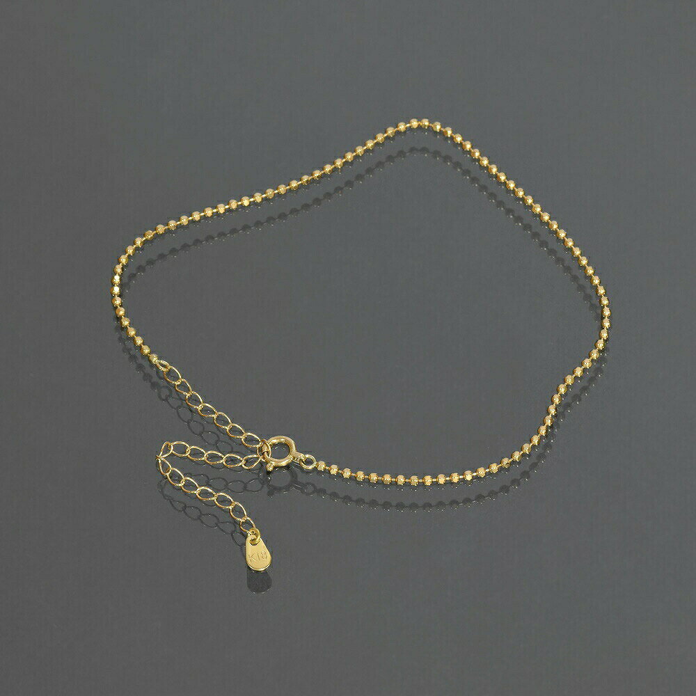 アンクレット チェーン 18金 イエローゴールド カットボールチェーン 幅1.5mm 長さ24cm｜鎖 K18YG k18 18k 貴金属 ジュエリー レディース メンズ
