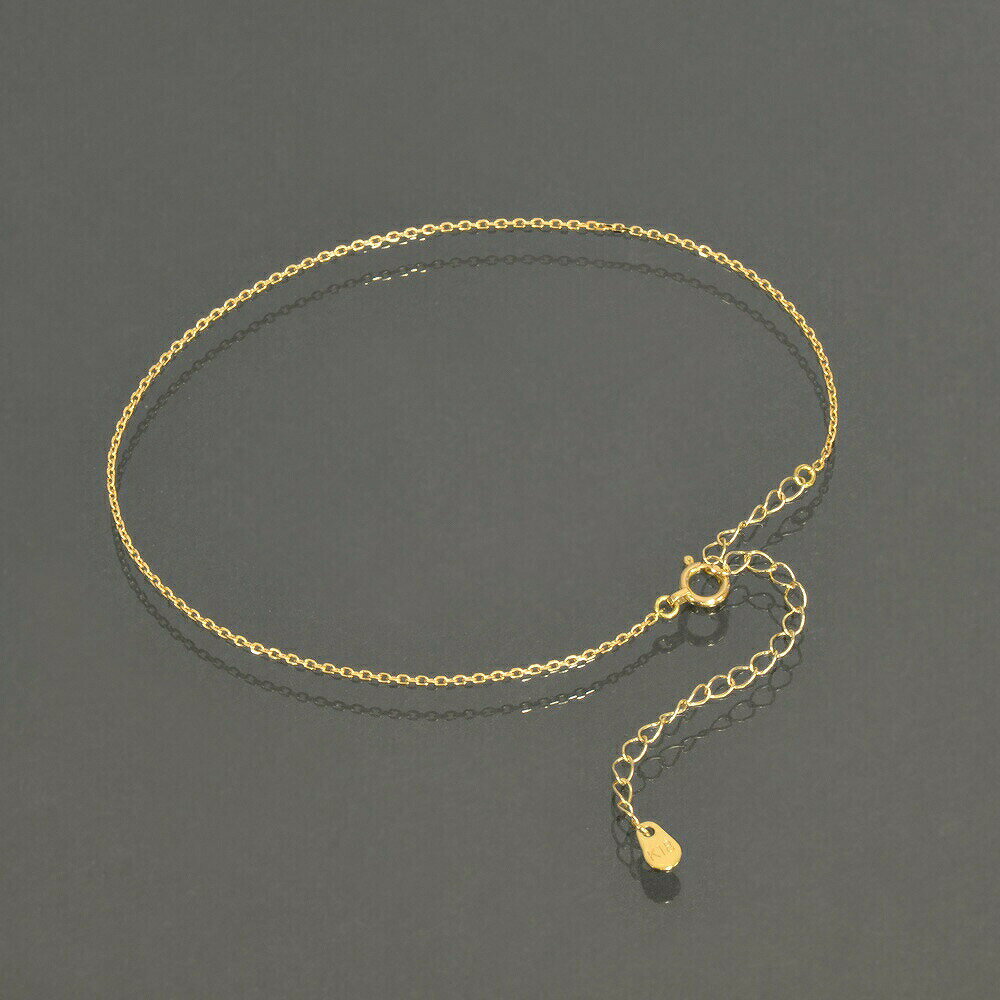 アンクレット チェーン 18金 イエローゴールド 4面カット小豆チェーン 幅1.1mm 長さ24cm｜鎖 K18YG k18 18k 貴金属 ジュエリー レディース メンズ