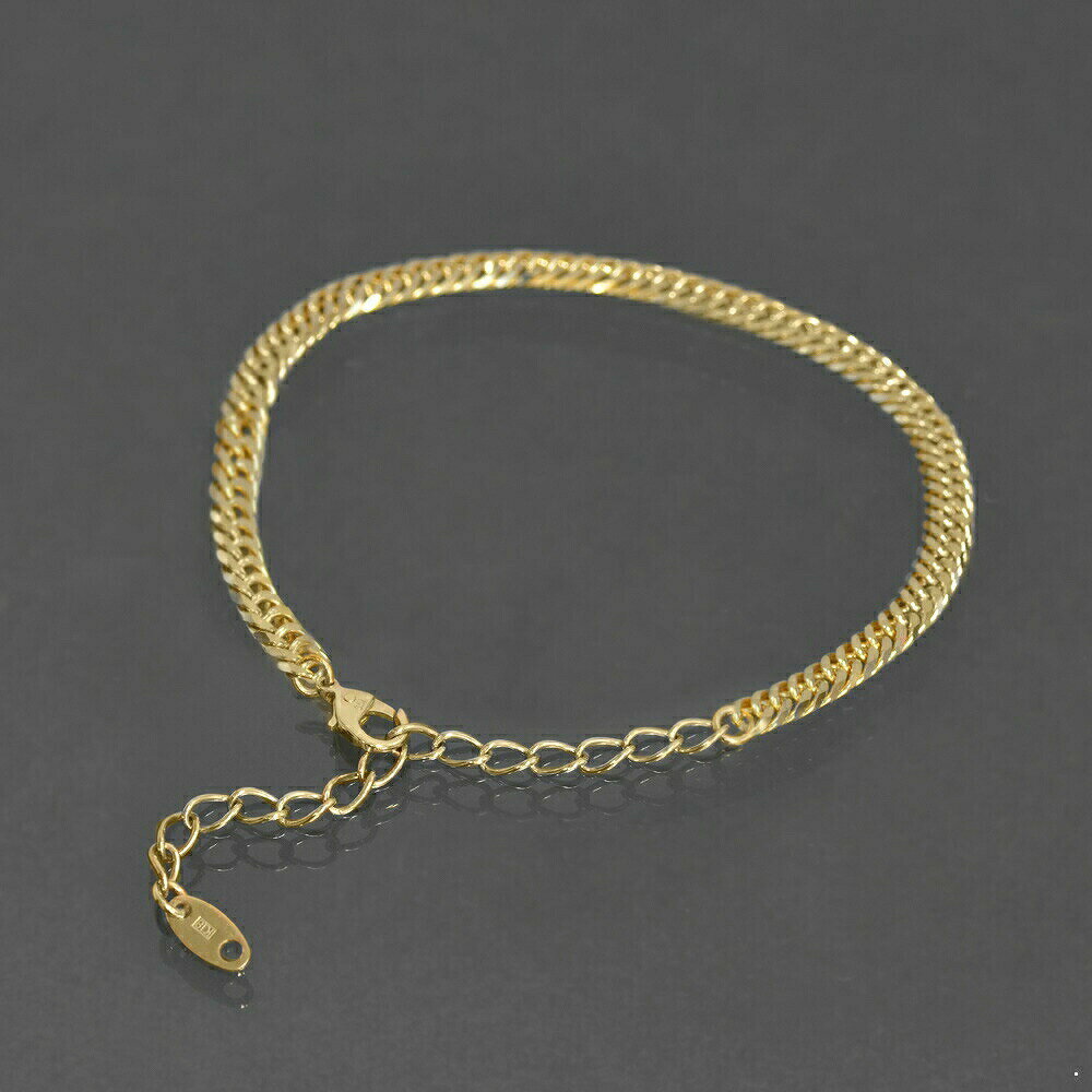 アンクレット チェーン 18金 イエローゴールド 6面カットダブル喜平チェーン 幅3.3mm 長さ24cm｜鎖 K18..