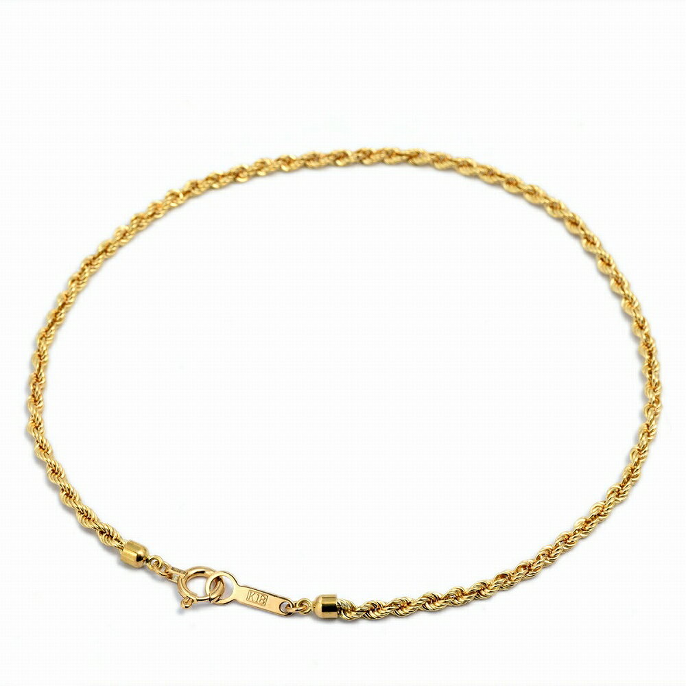 ブレスレット チェーン 18金 イエローゴールド パイプロープチェーン 幅2.0mm 長さ18cm|鎖 K18YG k18 18k 貴金属 ジュエリー レディー...