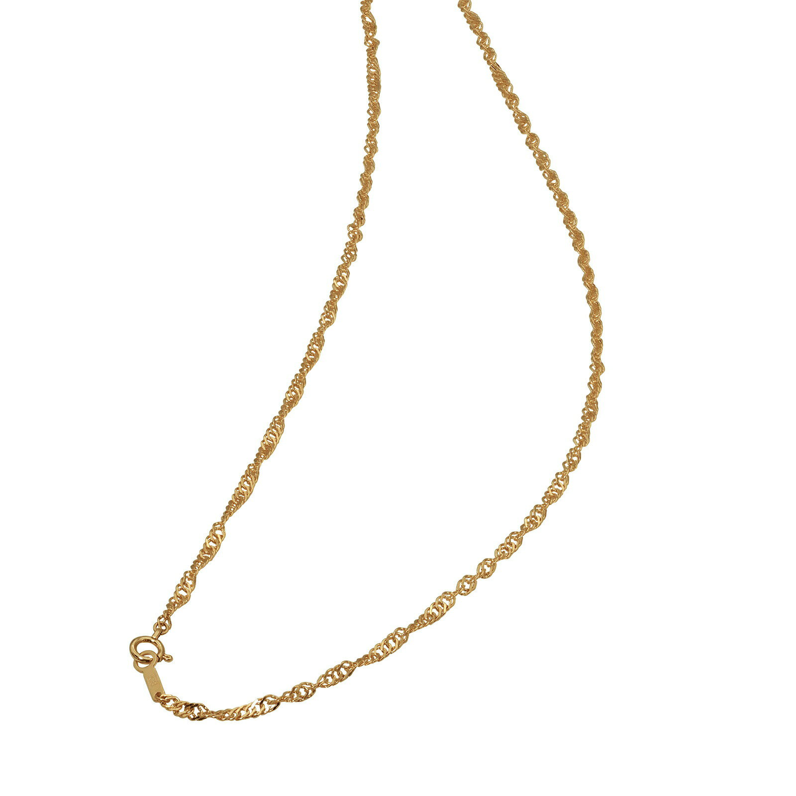 ネックレス チェーン 18金 イエローゴールド スクリューチェーン 幅2.4mm 長さ38cm｜チェーンのみ だけ..