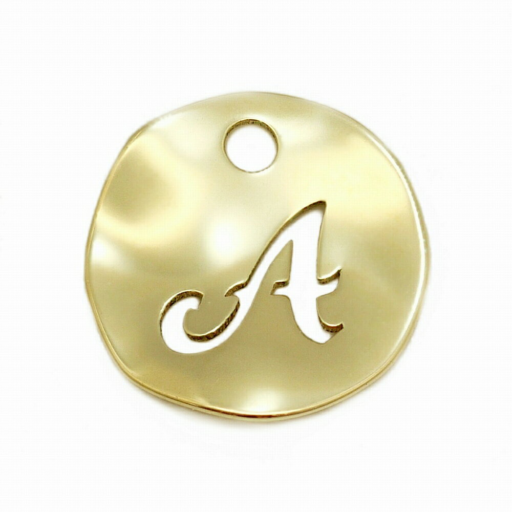 【1個売り】 チャームパーツ 18金 イエローゴールド A イニシャルチャーム ラウンド型 穴開き 縦7.5mm 横7.0mm アルファベット 文字|手芸用品 ...