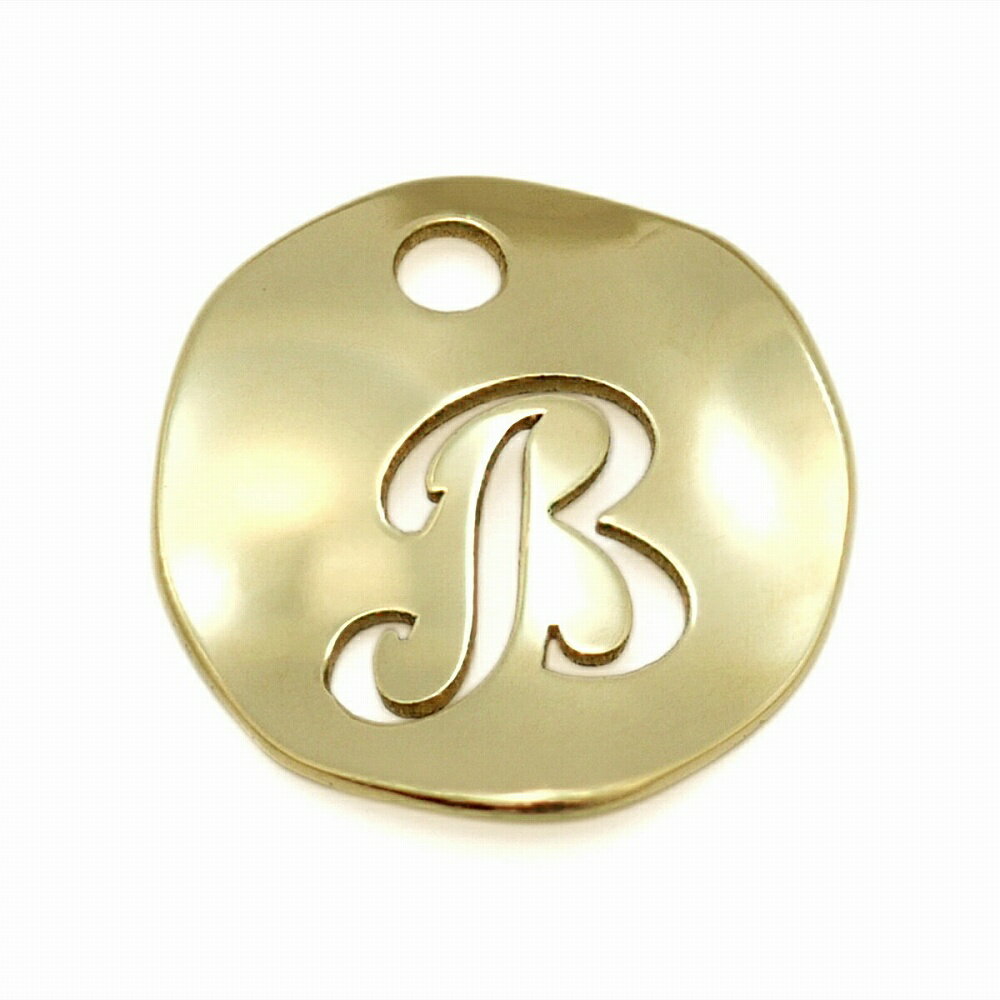 【1個売り】 チャームパーツ 18金 イエローゴールド B イニシャルチャーム ラウンド型 穴開き 縦7.5mm 横7.0mm アルファベット 文字|手芸用品 ...