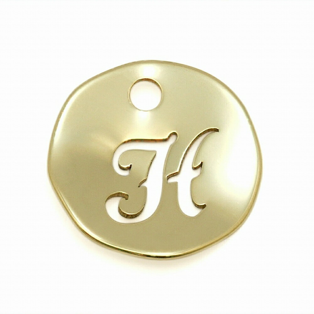 【1個売り】 チャームパーツ 18金 イエローゴールド H イニシャルチャーム ラウンド型 穴開き 縦7.5mm 横7.0mm アルファベット 文字|手芸用品 ...