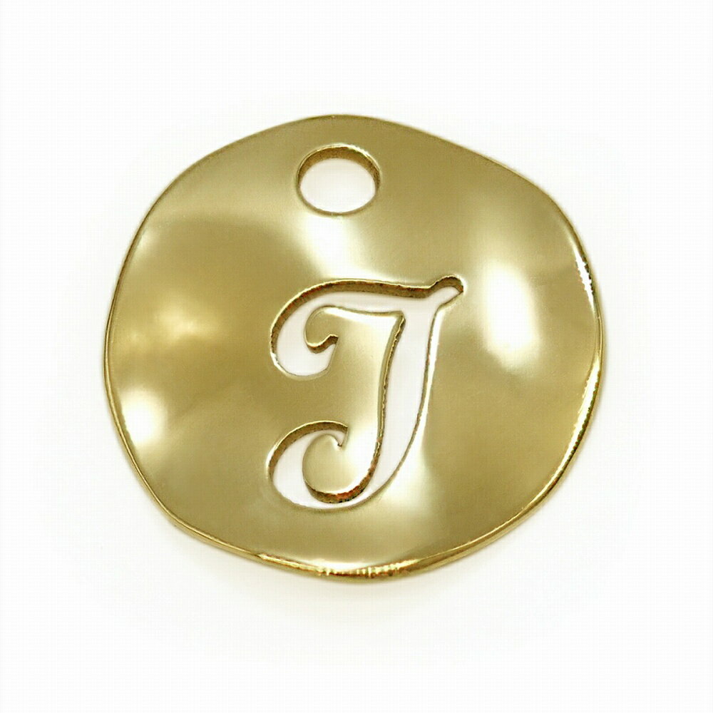 【1個売り】 チャームパーツ 18金 イエローゴールド I イニシャルチャーム ラウンド型 穴開き 縦7.5mm 横7.0mm アルファベット 文字|手芸用品 ...
