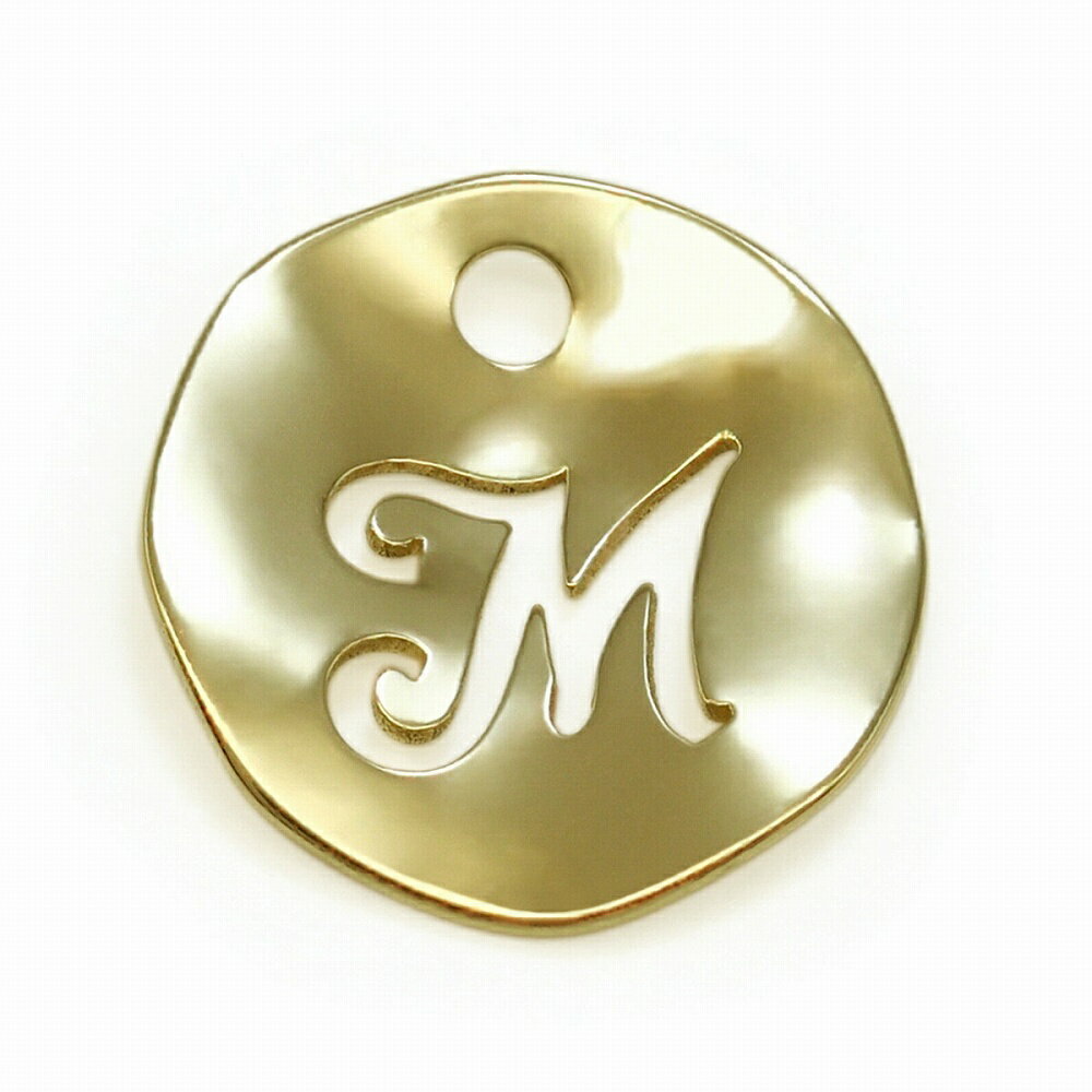 【1個売り】 チャームパーツ 18金 イエローゴールド M イニシャルチャーム ラウンド型 穴開き 縦7.5mm 横7.0mm アルファベット 文字|手芸用品 ...