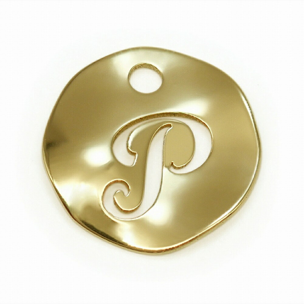 【1個売り】 チャームパーツ 18金 イエローゴールド P イニシャルチャーム ラウンド型 穴開き 縦7.5mm 横7.0mm アルファベット 文字|手芸用品 ...