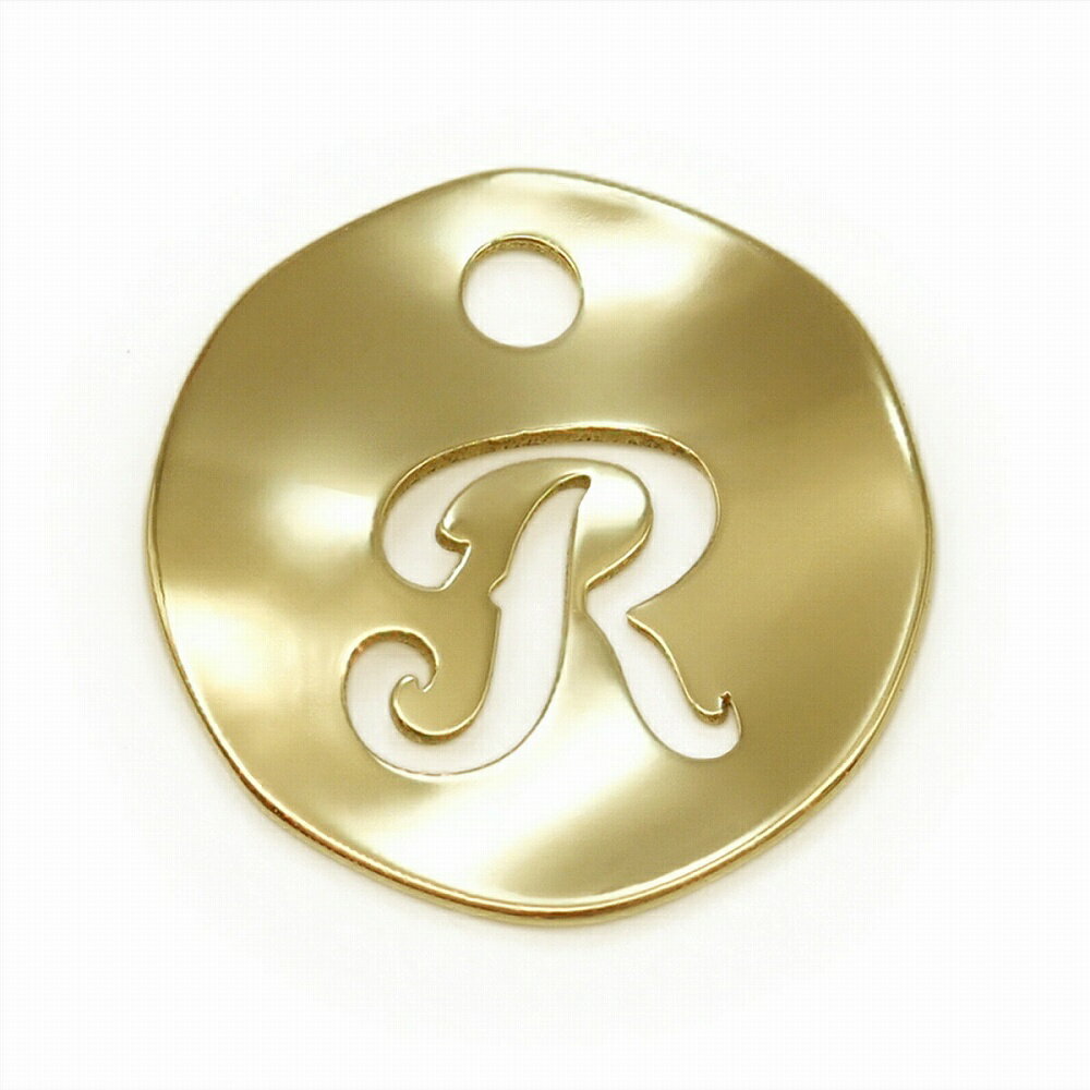 【1個売り】 チャームパーツ 18金 イエローゴールド R イニシャルチャーム ラウンド型 穴開き 縦7.5mm 横7.0mm アルファベット 文字|手芸用品 ...