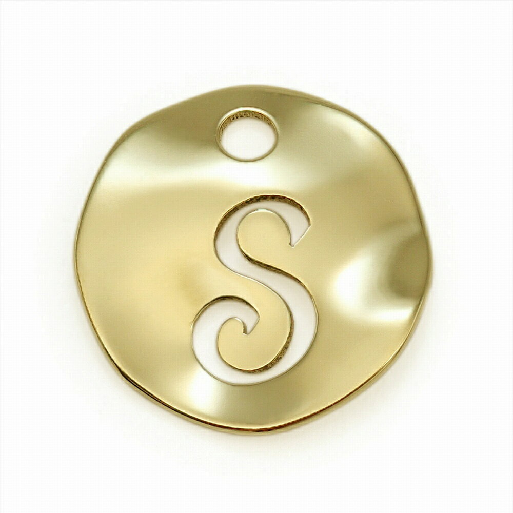 【1個売り】 チャームパーツ 18金 イエローゴールド S イニシャルチャーム ラウンド型 穴開き 縦7.5mm 横7.0mm アルファベット 文字|手芸用品 ...