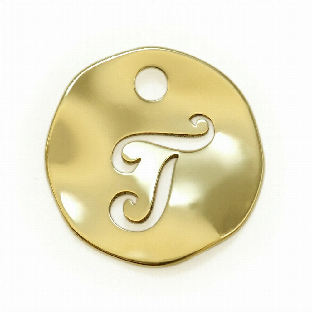 【1個売り】 チャームパーツ 18金 イエローゴールド T イニシャルチャーム ラウンド型 穴開き 縦7.5mm 横7.0mm アルファベット 文字|手芸用品 ...