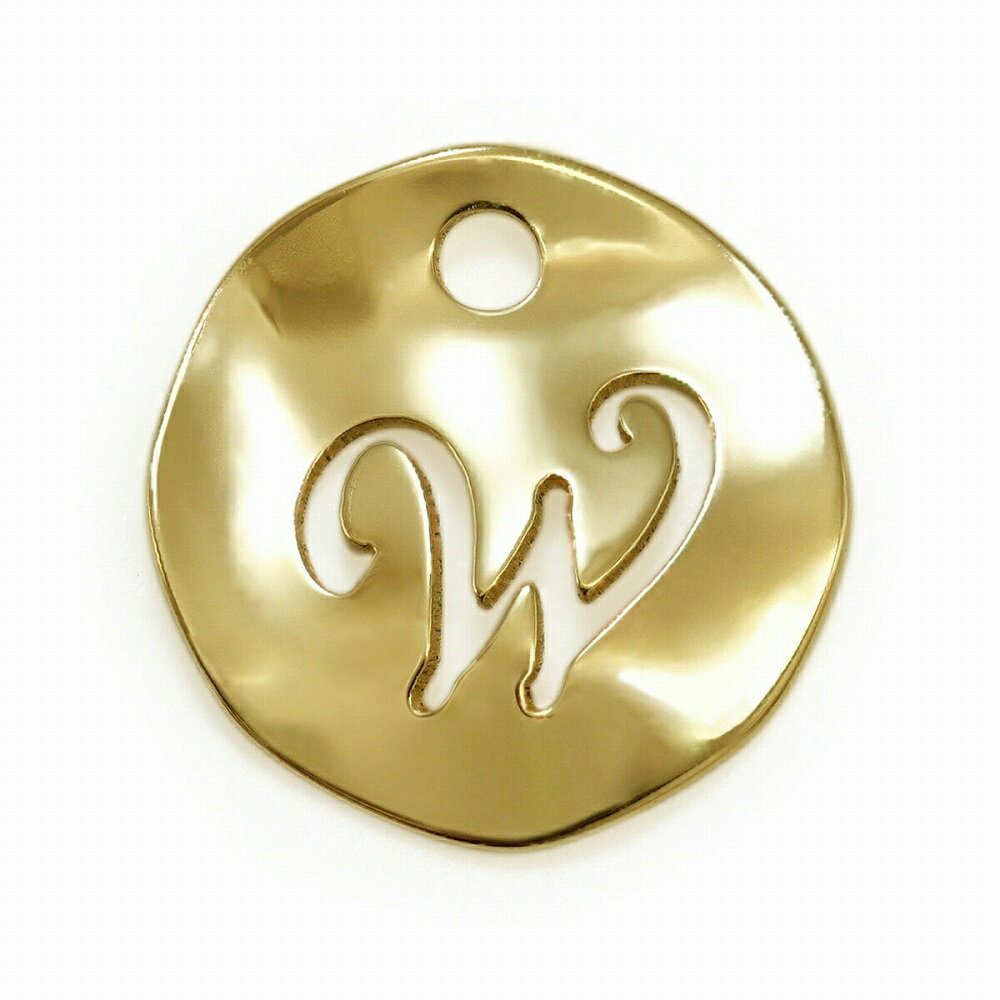 【1個売り】 チャームパーツ 18金 イエローゴールド W イニシャルチャーム ラウンド型 穴開き 縦7.5mm 横7.0mm アルファベット 文字|手芸用品 ...
