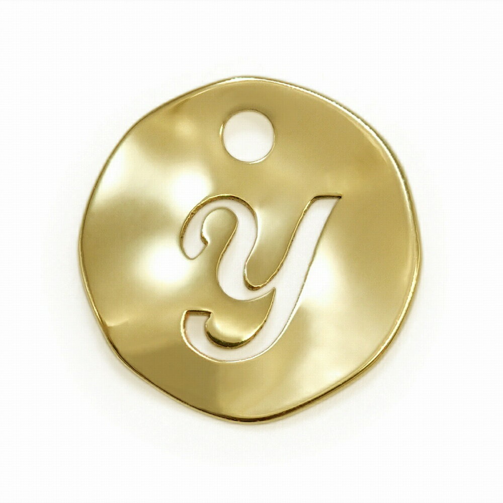 【1個売り】 チャームパーツ 18金 イエローゴールド Y イニシャルチャーム ラウンド型 穴開き 縦7.5mm 横7.0mm アルファベット 文字|手芸用品 ...