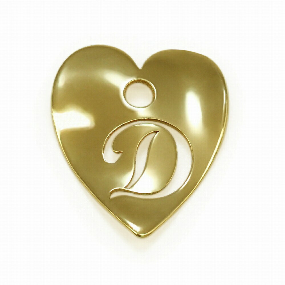 【1個売り】 チャームパーツ 18金 イエローゴールド D イニシャルチャーム ハート型 穴開き 縦8.0mm 横7.0mm アルファベット 文字|手芸用品 金...