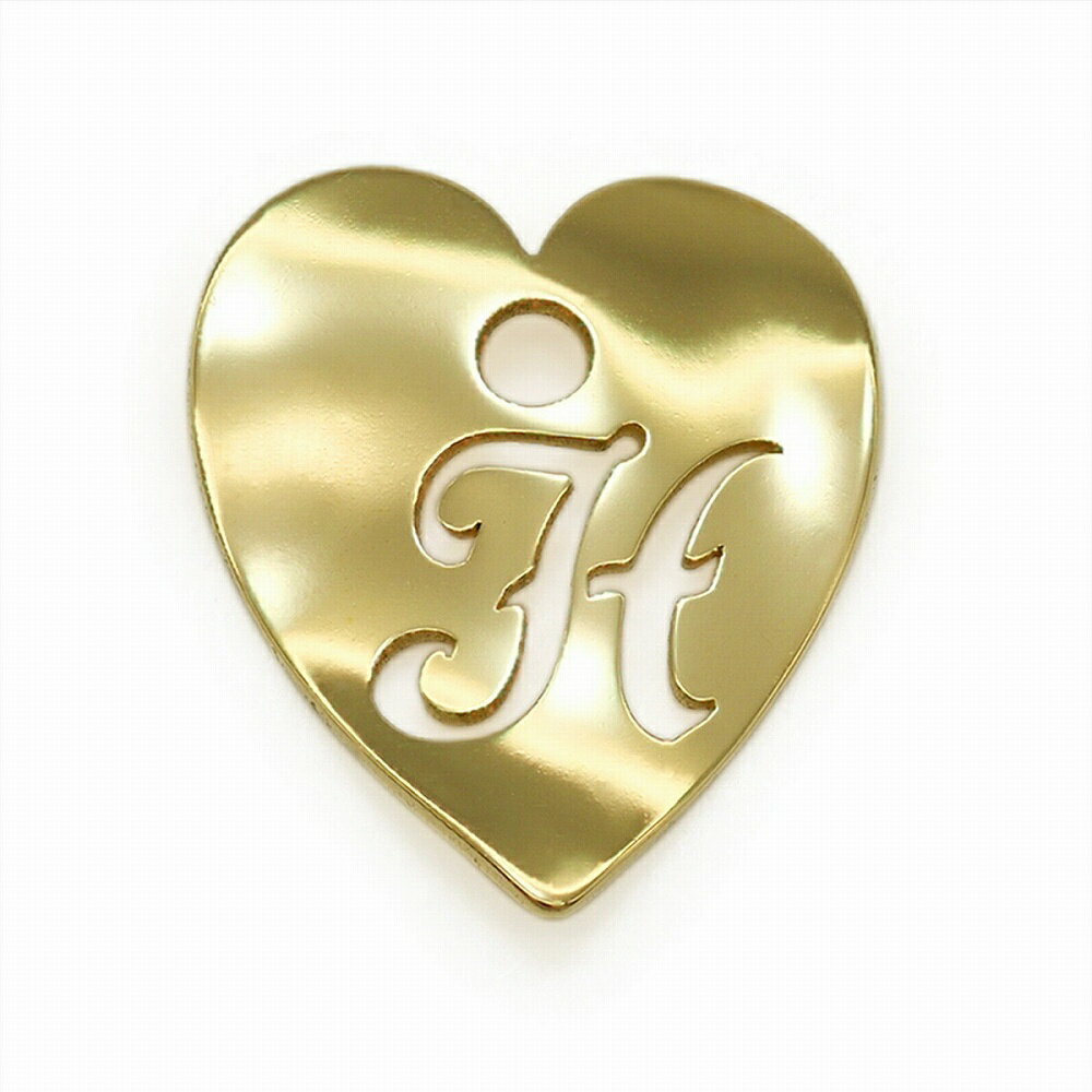 【1個売り】 チャームパーツ 18金 イエローゴールド H イニシャルチャーム ハート型 穴開き 縦8.0mm 横7.0mm アルファベット 文字|手芸用品 金...