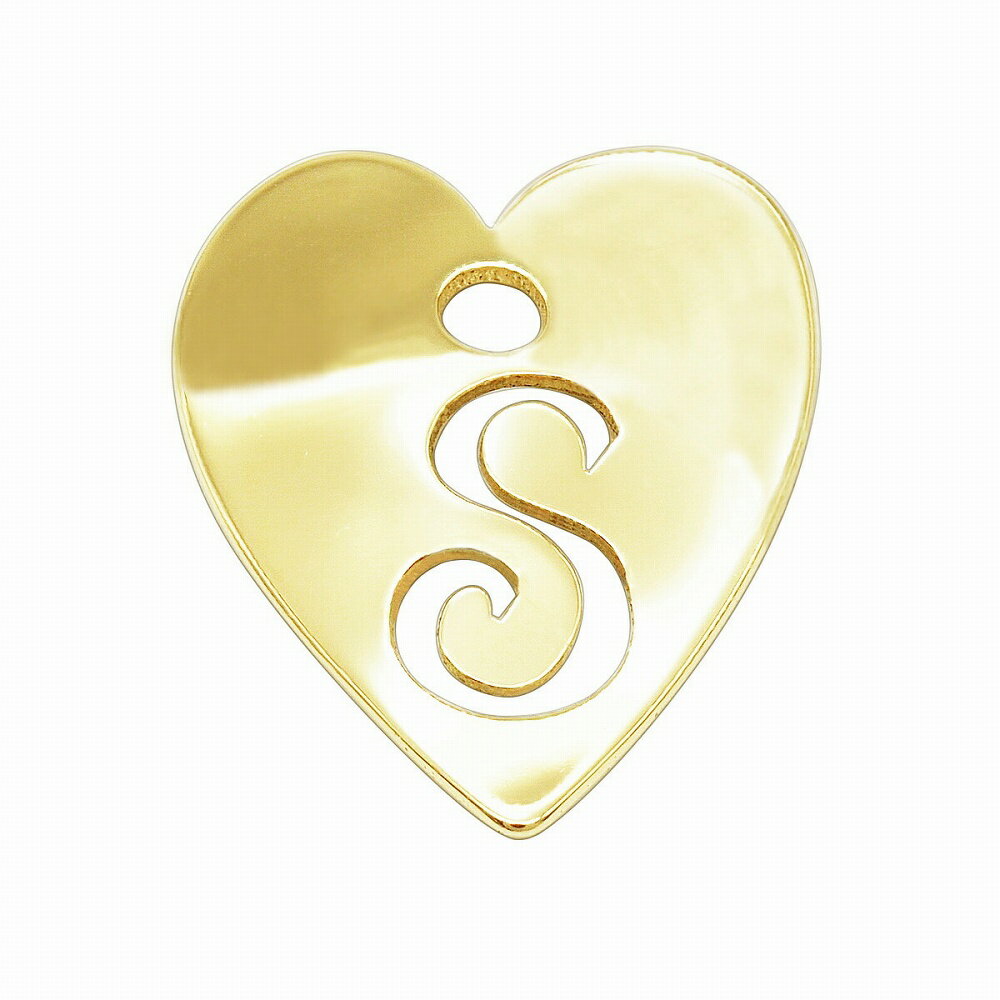【1個売り】 チャームパーツ 18金 イエローゴールド S イニシャルチャーム ハート型 穴開き 縦8.0mm 横7.0mm アルファベット 文字|手芸用品 金...