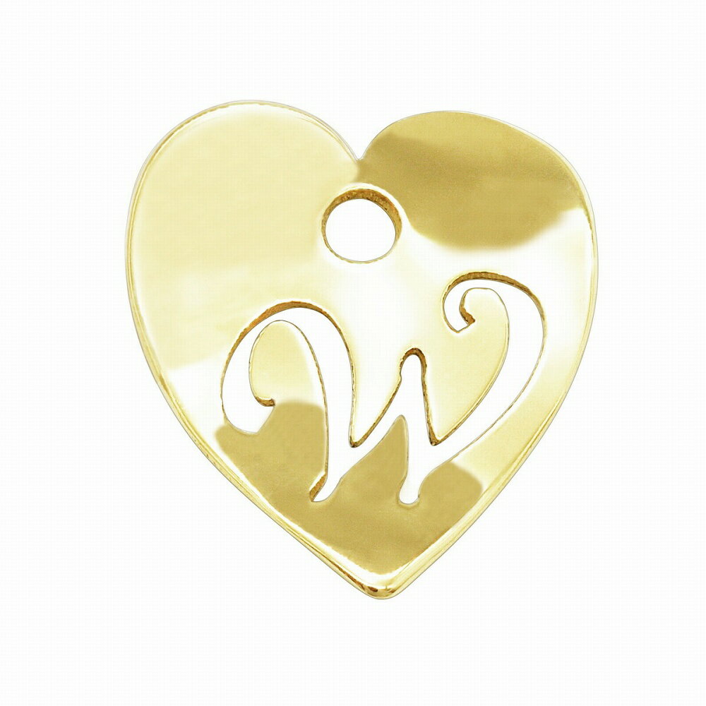 【1個売り】 チャームパーツ 18金 イエローゴールド W イニシャルチャーム ハート型 穴開き 縦8.0mm 横7.0mm アルファベット 文字|手芸用品 金...