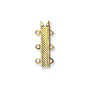【1個売り】 留め具 18金 イエローゴールド 差し込み式クラスプ ダイヤカット入り 3連用 縦21.0mm 横8.0mm|手芸用品 金具 飾り パーツ 部品 ...