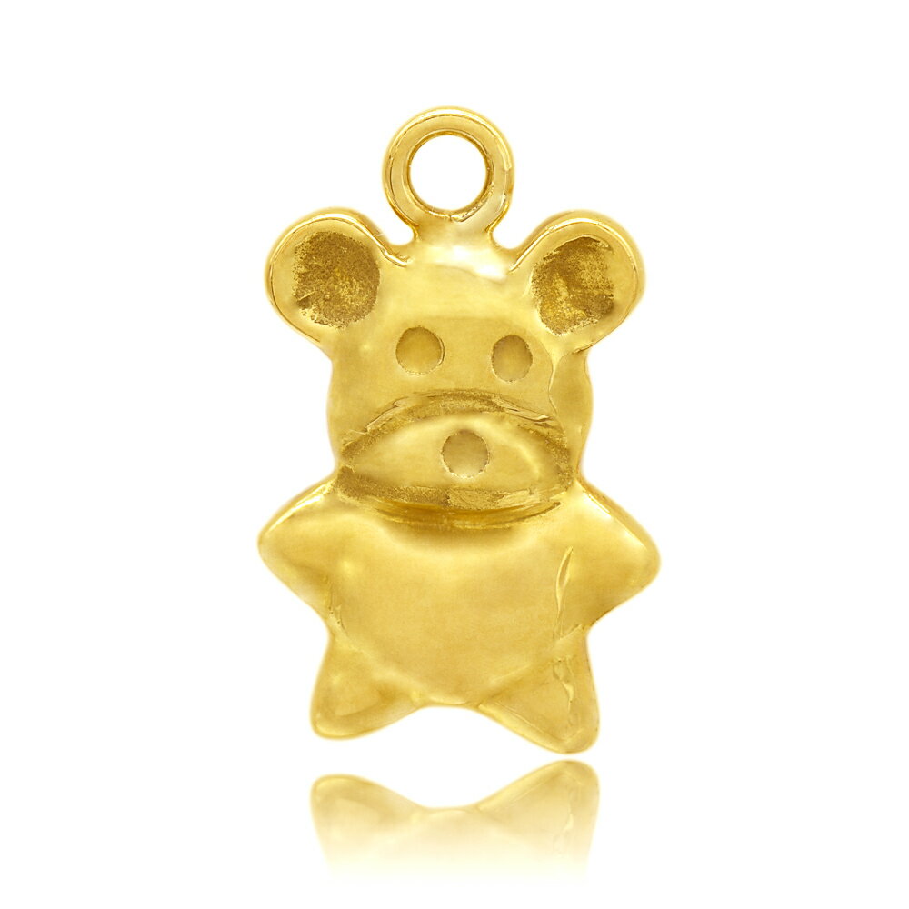 【1個売り】 チャームパーツ 18金 イエローゴールド クマ型チャーム 縦10.0mm 横6.5mm 熊 ベアー|手芸用品 金具 飾り パーツ 部品 K18YG...