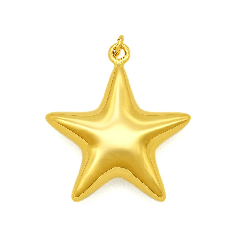 【1個売り】 チャームパーツ 18金 イエローゴールド 星型チャーム 中空タイプ 縦17.0mm 横15.0mm スター|手芸用品 金具 飾り パーツ 部品 K...