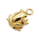 【1個売り】 チャームパーツ 18金 イエローゴールド カエル型チャーム 片面デザイン 縦10.0mm 横8.0mm 蛙 フロッグ|手芸用品 金具 飾り パーツ...