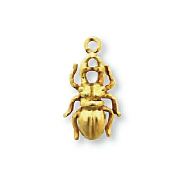 【1個売り】 チャームパーツ 18金 イエローゴールド クワガタ型チャーム 片面デザイン 縦14.0mm 横8.5mm|手芸用品 金具 飾り パーツ 部品 K1...