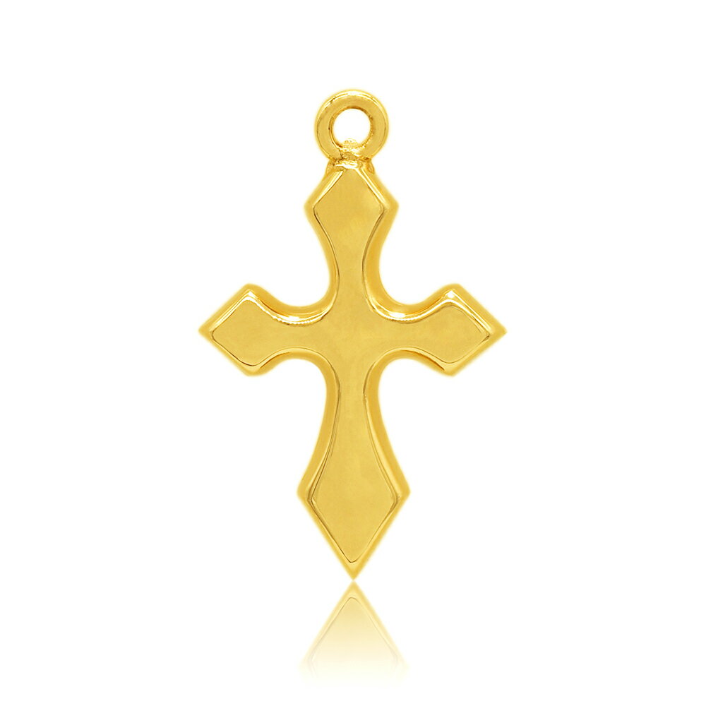 【1個売り】 チャームパーツ 18金 イエローゴールド クロス型チャーム 中空タイプ 縦18.0mm 横11.0mm 十字架|手芸用品 金具 飾り パーツ 部品...