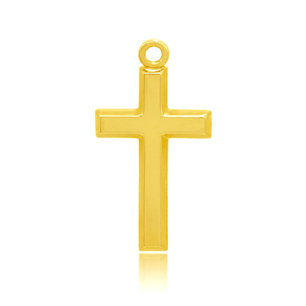 【1個売り】 チャームパーツ 18金 イエローゴールド クロス型チャーム 中空タイプ 縦19.0mm 横10.0mm 十字架|手芸用品 金具 飾り パーツ 部品...